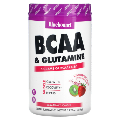 Bluebonnet Nutrition, BCAA и глютамин, клубничный киви, 13,23 унции (375 г)