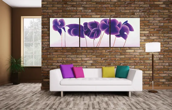 Модульная картина "Фиолетовые цветы"