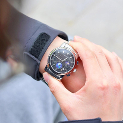 KANGOL Star Collection Quartz Movement Metal Strap Watch Men"s Watches Black Dial