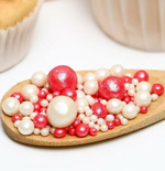 Шарики кранч красный/серебро 100 гр.