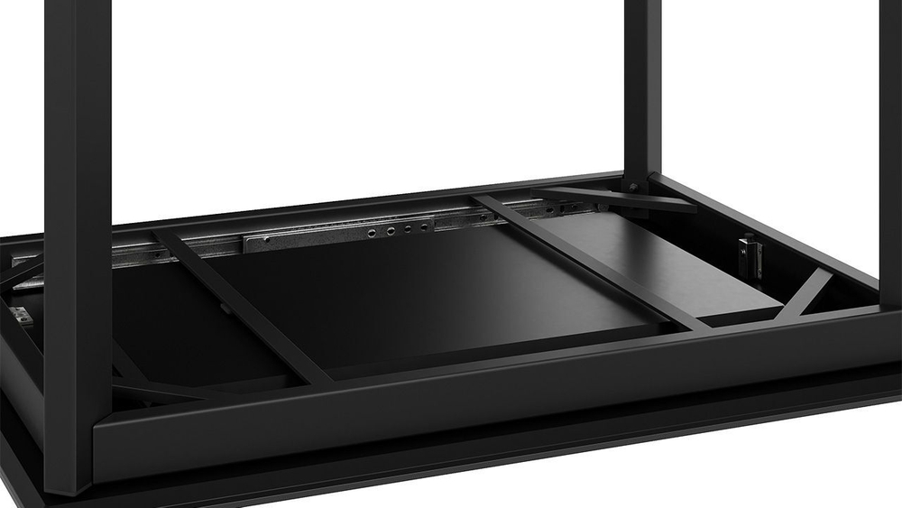 Стол кухонный обеденный раздвижной Черный муар/Керамика матовая черный мрамор 90(130)х65х75 см