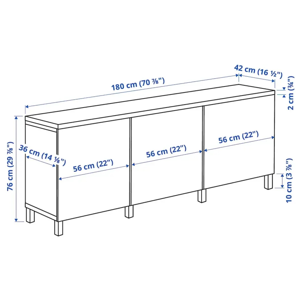 Комбинация для хранения - IKEA BESTÅ/BESTA/ БЕСТО ИКЕА, 180x42x76 см, серый