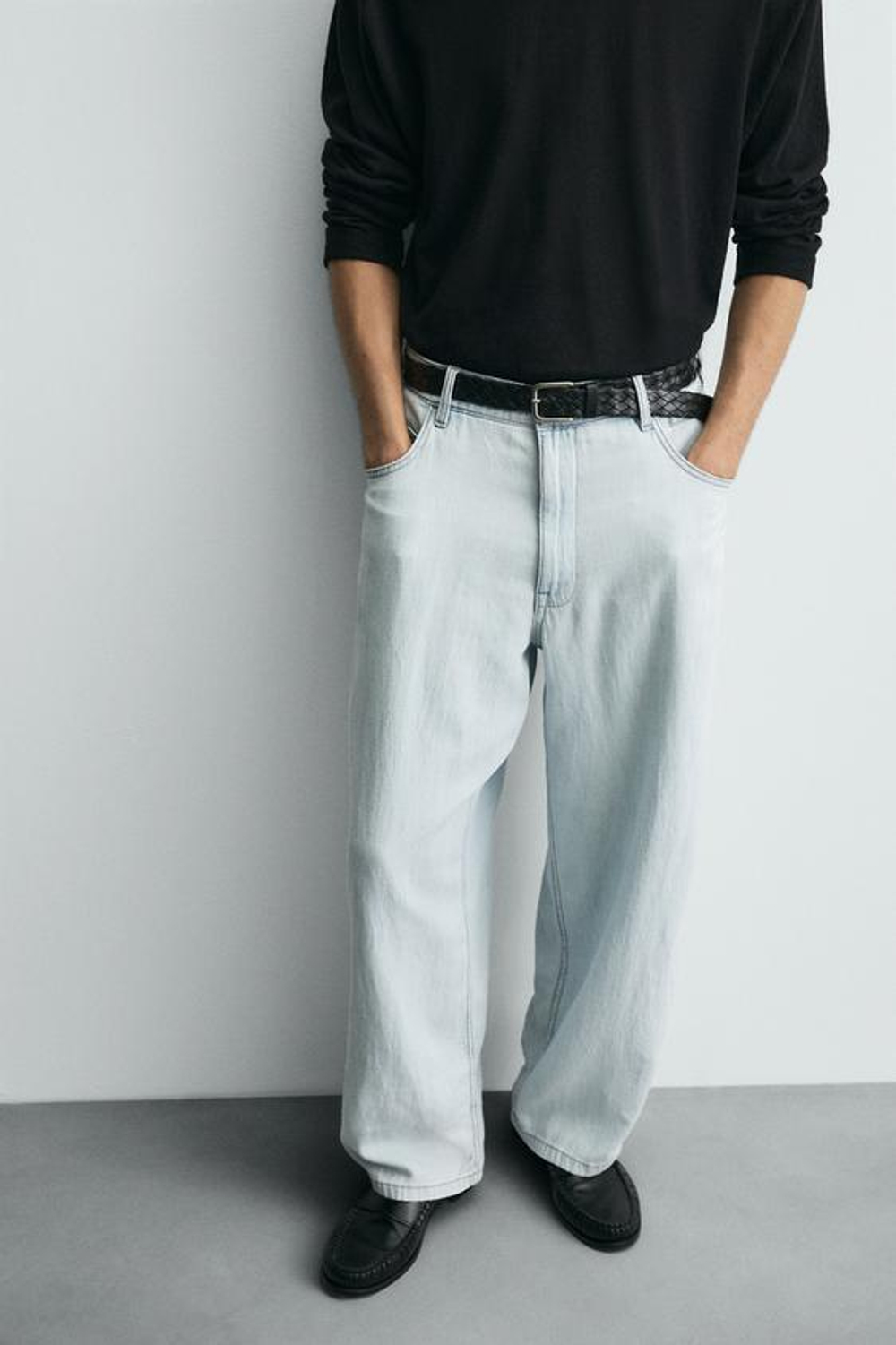 ZARA ЛЕГКИЕ ДЖИНСЫ LOOSE WIDE FIT, ГОЛУБОЙ