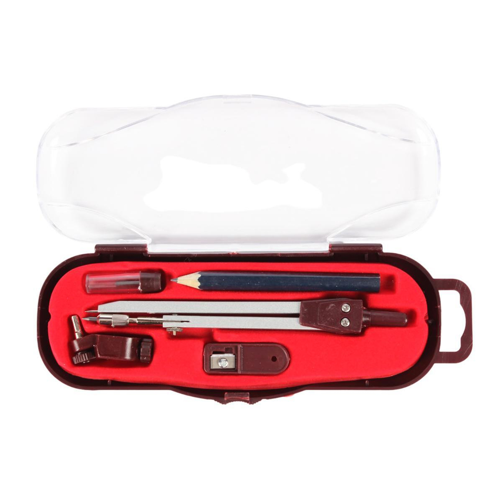 Циркуль 2 в 1: металл. циркуль+стержни и насадка под карандаш+карандаш, с точилкой, С-30659