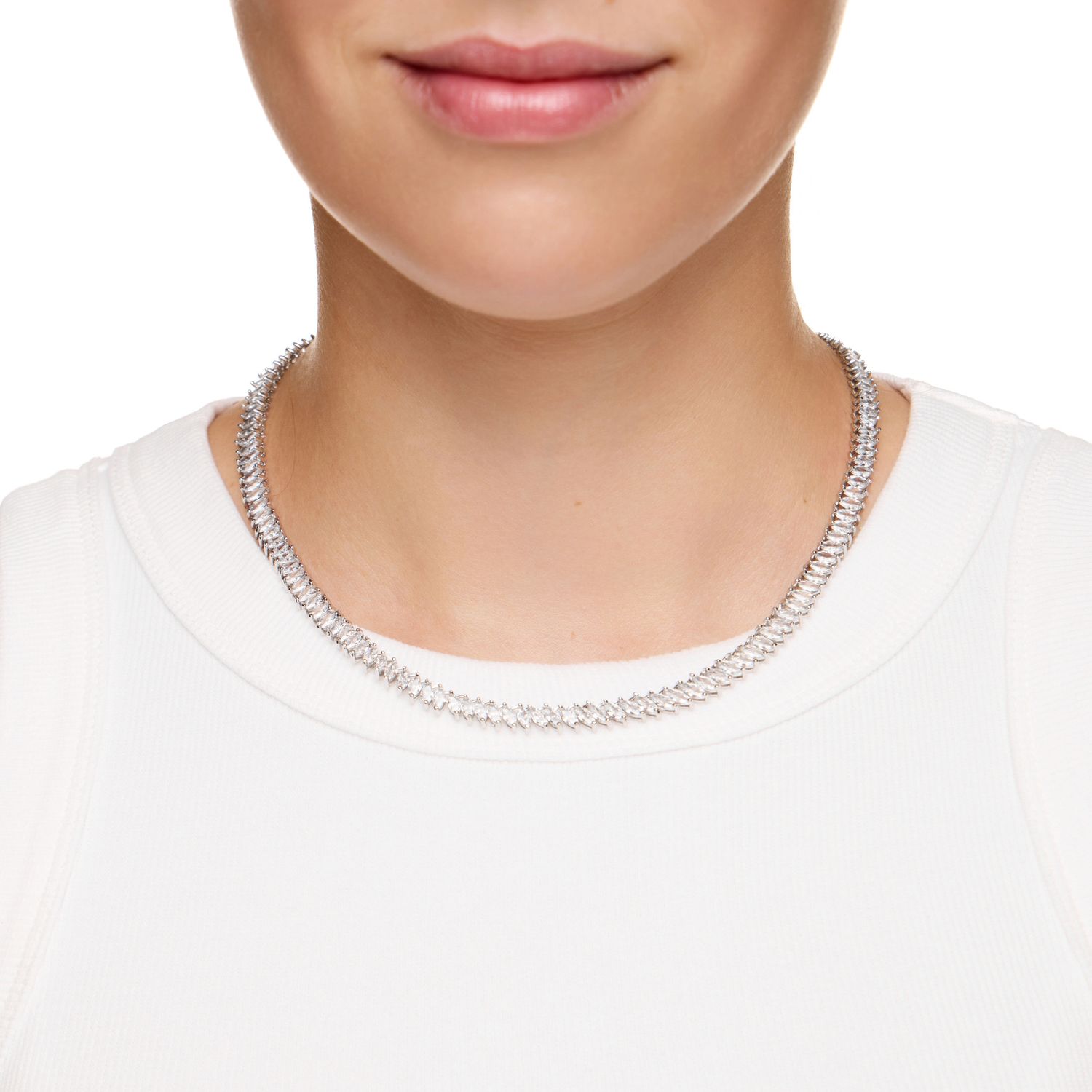 Колье Zig Zag Riviere Rhodium Necklace