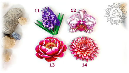 Магниты серия "Цветочная симфония" из кедра в ассортименте 3 часть