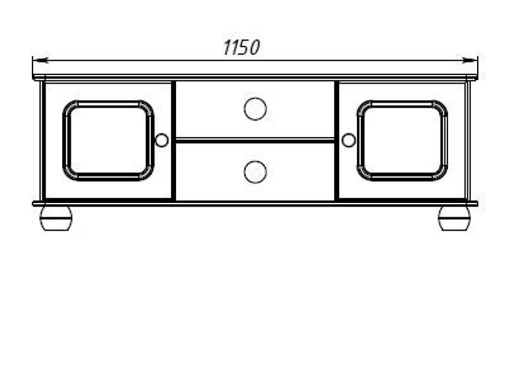 РЕКЛАМАЦИЯ Тумба под телевизор из сосны Хаба 2 двери, 115х29х40, лакированная
