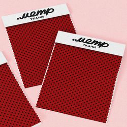 Ткань мембрана мелкий чёрный горох на красном