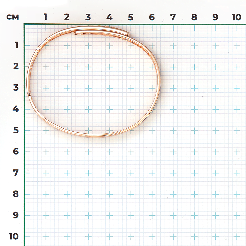 Браслет жесткий из красного золота с фианитами