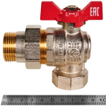 Кран шаровой полнопроходной угловой ROMMER - 1" (ВР/НР, ручка-бабочка)