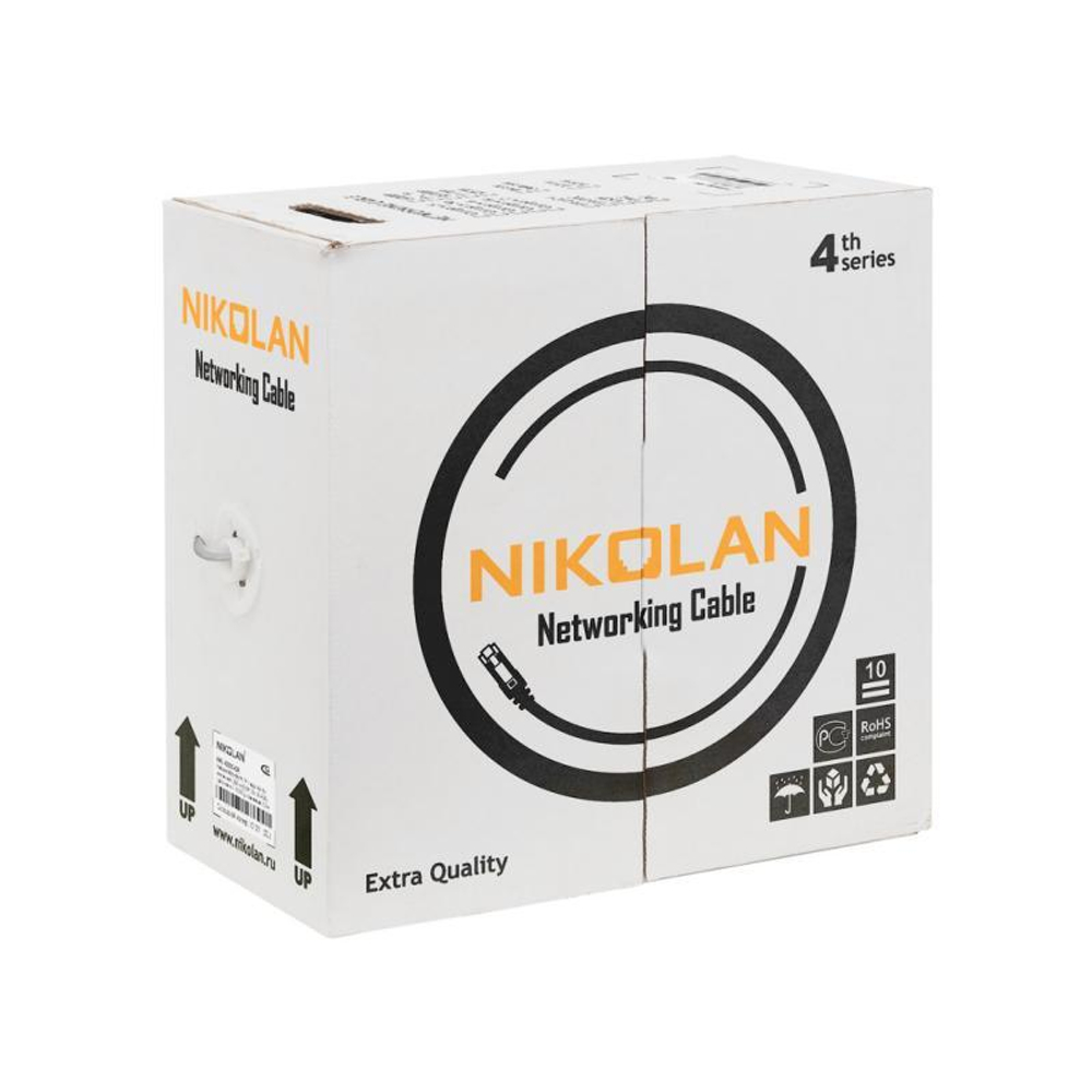 Кабель витая пара U/UTP 5e кат. 4 пары NIKOLAN NKL 4600B-BK