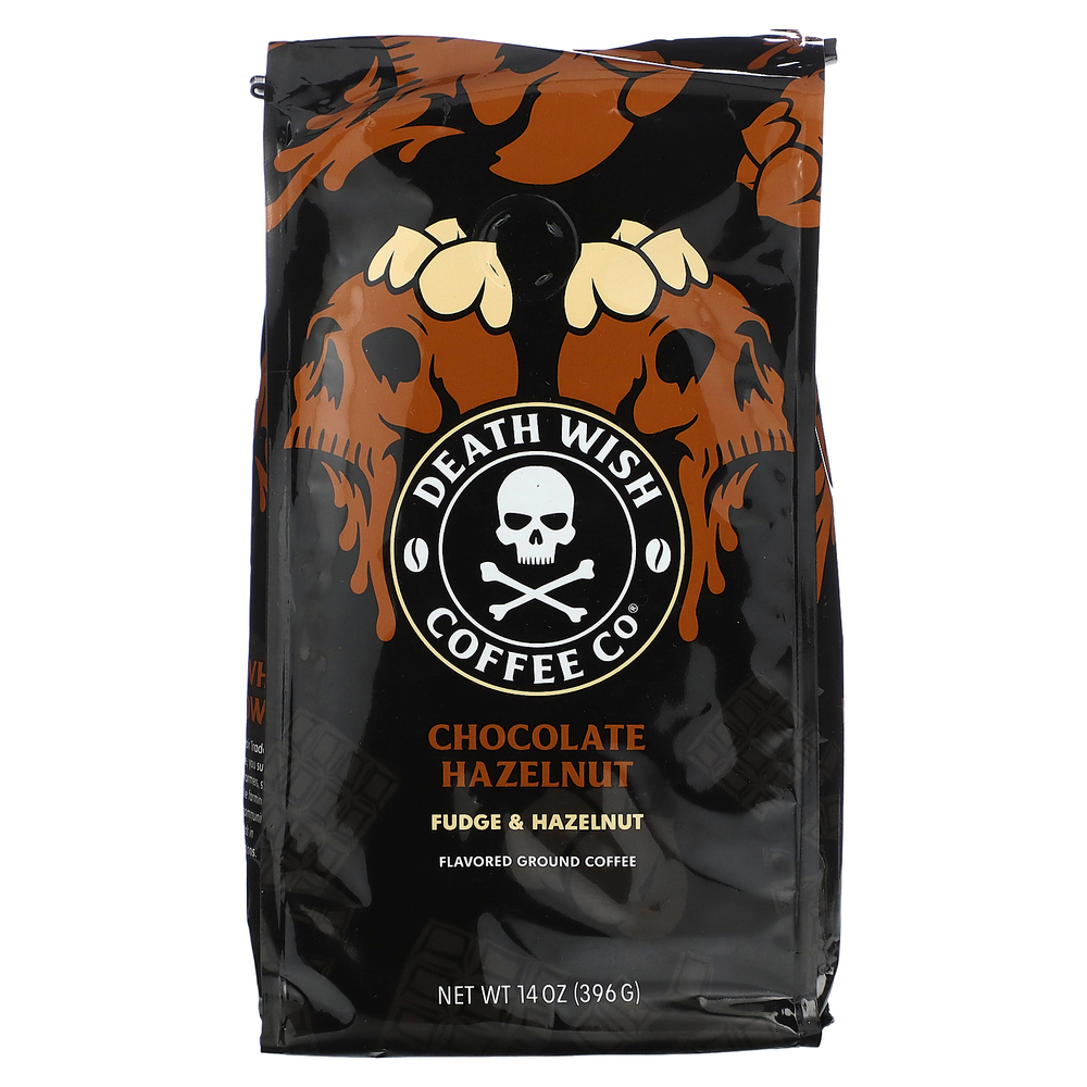 Death Wish Coffee, Ароматизированный кофе, молотый, с шоколадом и фундуком, 396 г (14 унций)
