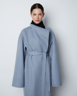 Пальто двустороннее из шерсти Берберри черно-голубой