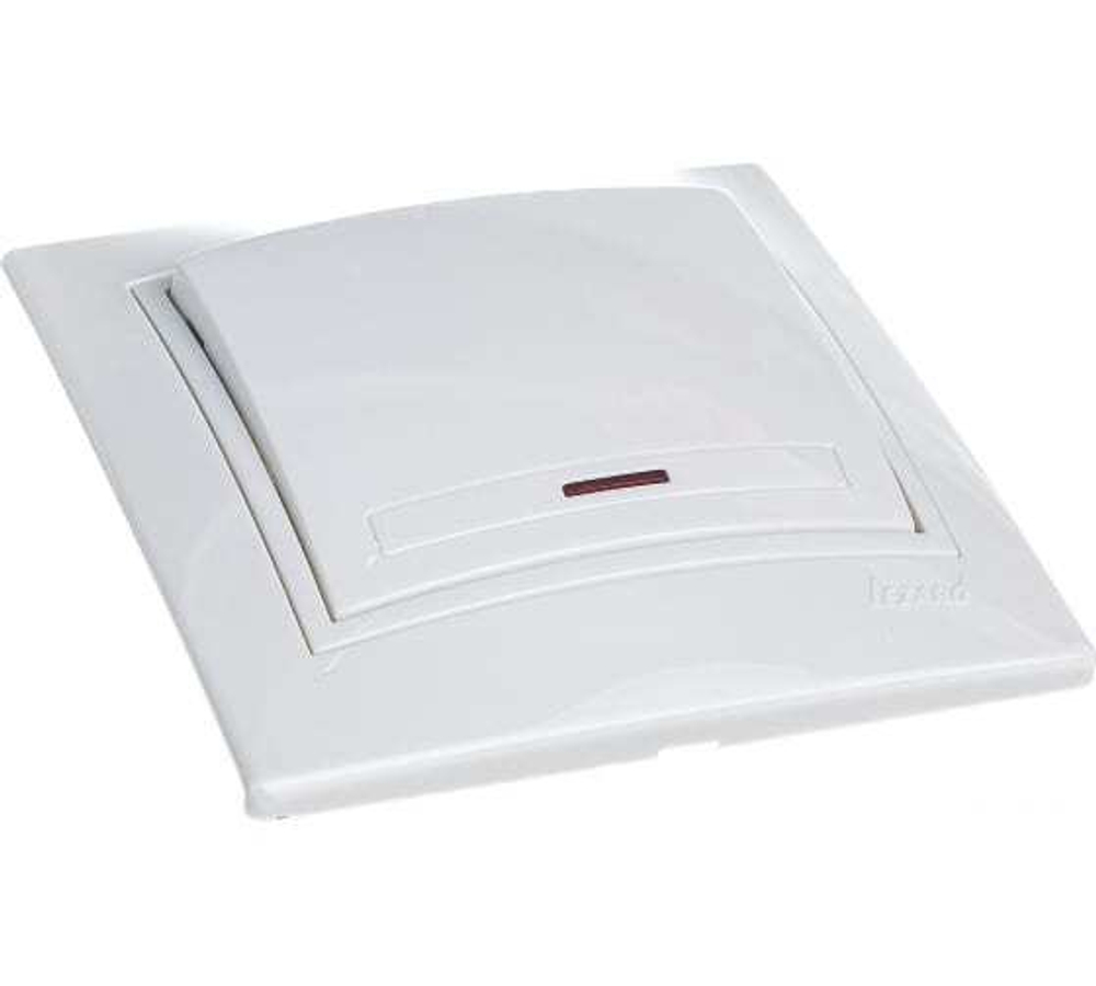 Выключатель 1-клавишный LEZARD MIRA 701-0202-111 с подсветкой С/П белый/белый(858675)