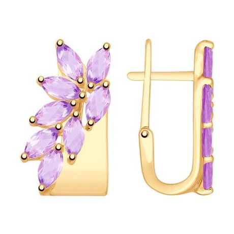Серьги из золота с аметистами
