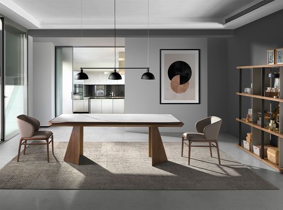 Обеденный стол 1106/MI2207T из керамики и орехового дерева 220х110 см Angel Cerda Испания