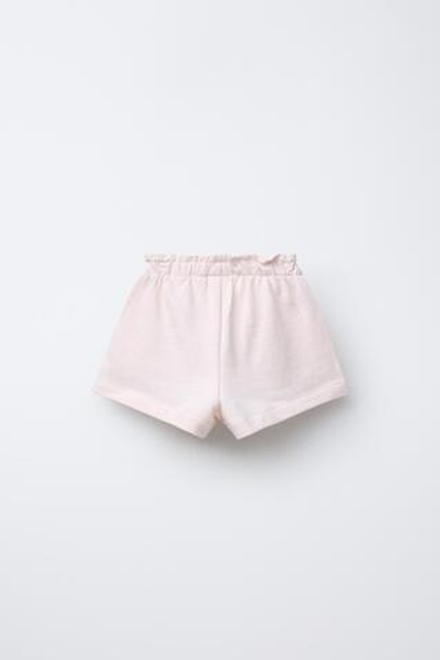 ZARA БАЗОВЫЕ ШОРТЫ ИЗ МЯГКОЙ ТКАНИ С ЦВЕТОЧНОЙ ВЫШИВКОЙ, СЛОНОВАЯ КОСТЬ