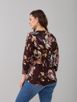 Лонгслив ЛНв-306/коричневый-цветыабстракция