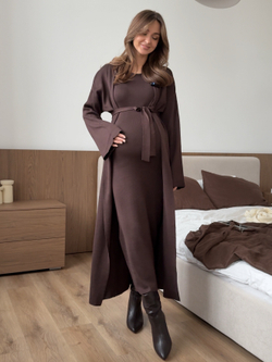 Комплект вязаный, платье без рукавов и кардиган