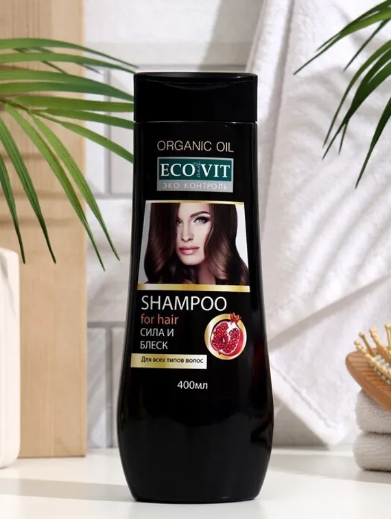 Шампунь ECO and VIT для всех типов волос, сила и блеск, серии Organic Oil, 400 мл