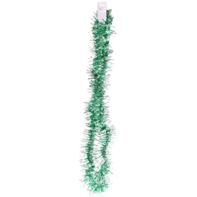 Мишура «Огонёк» 2 м 9 см, Серебро/Зеленый