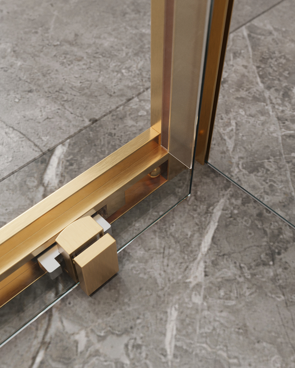 Душевой уголок Cezares MOLVENO-AH-12-150/90-C-BORO-IV, 150х90х195, профиль брашированное золото, прозрачное стекло