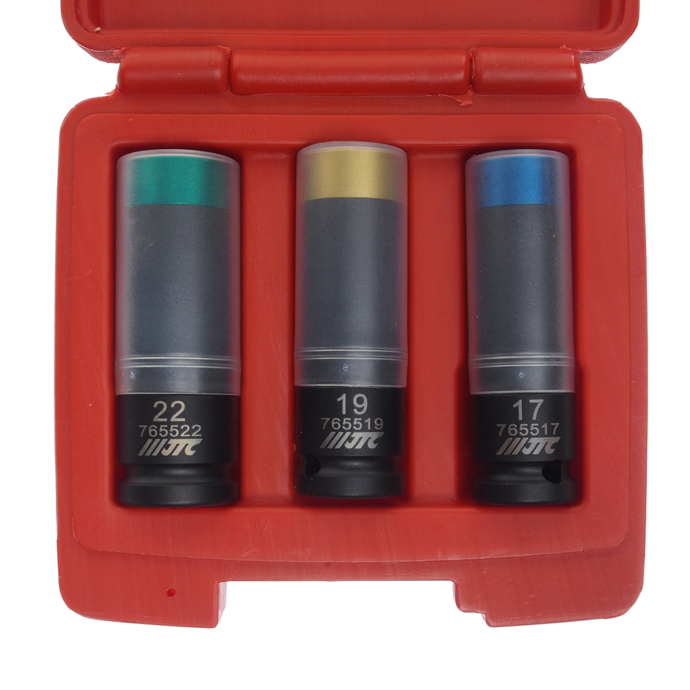 Набор головок ударных для литых дисков 17-19-22мм L=85мм 3 предмета в кейсе JTC