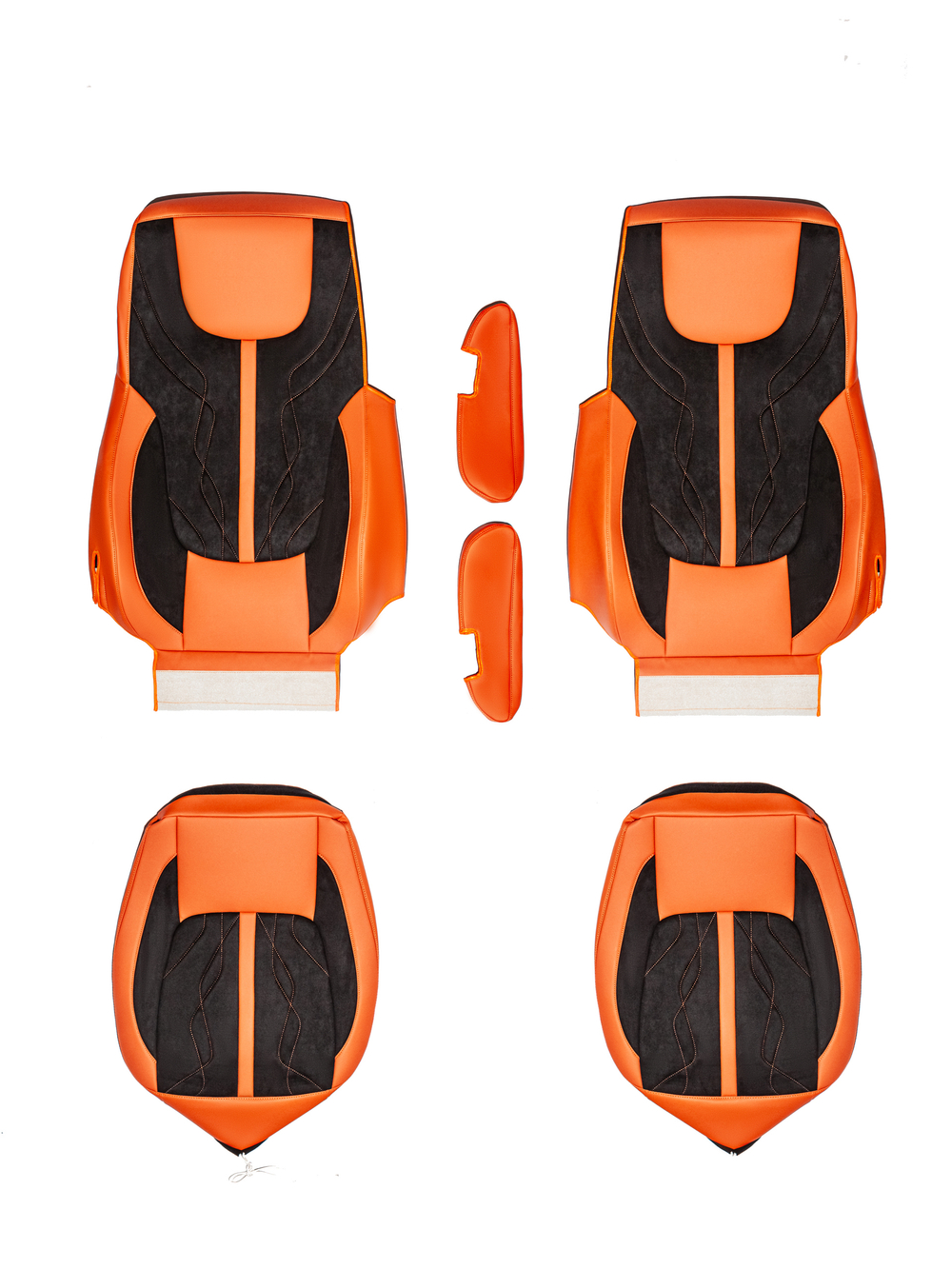 Чехлы Люкс DAF XF 106 (экокожа, оранжевый, черная вставка)