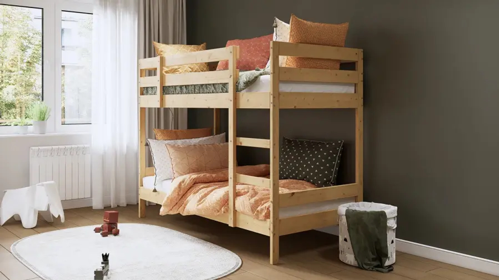 Кровать двухъярусная - аналог IKEA MYDAL/ МИДАЛ/ ОШ / ИКЕА, 90x200 см, светло-коричневый