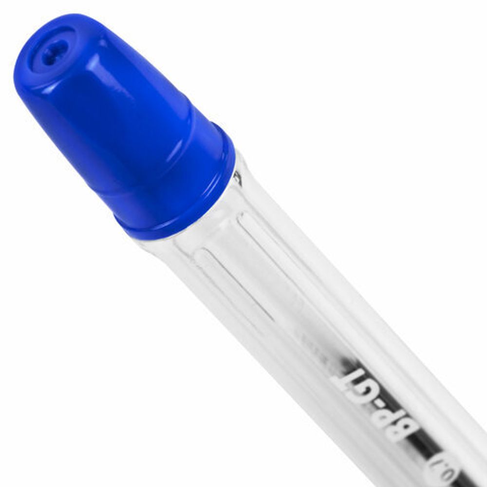 Ручка шариковая BRAUBERG "BP-GT", СИНЯЯ, корпус прозрачный, евронаконечник 0,7 мм, линия письма 0,35 мм, 144004