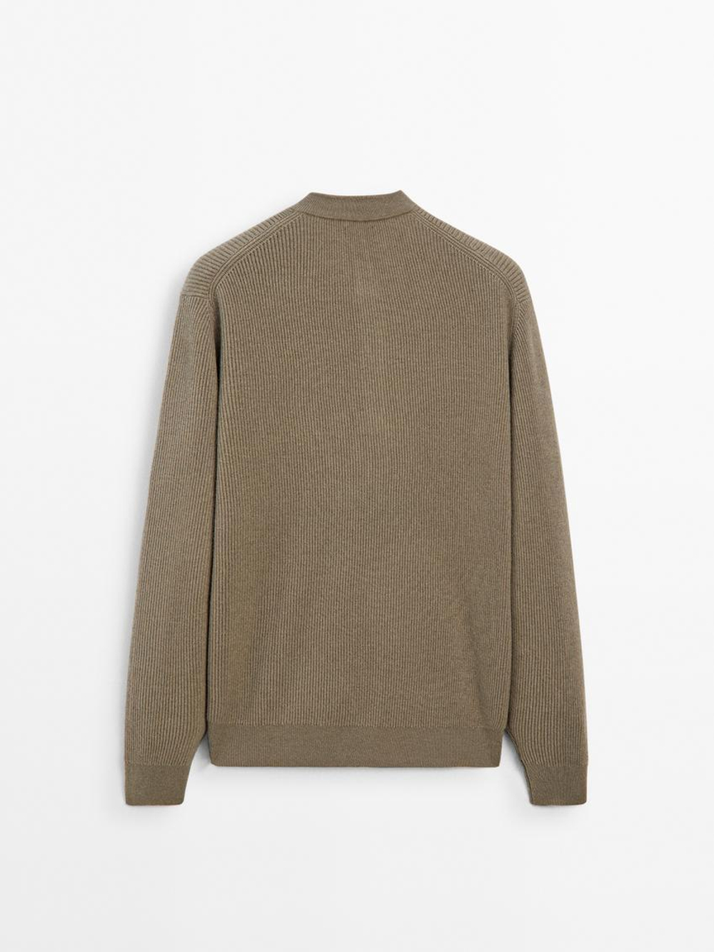 Massimo Dutti Свитер из смесовой шерсти, светлый хаки