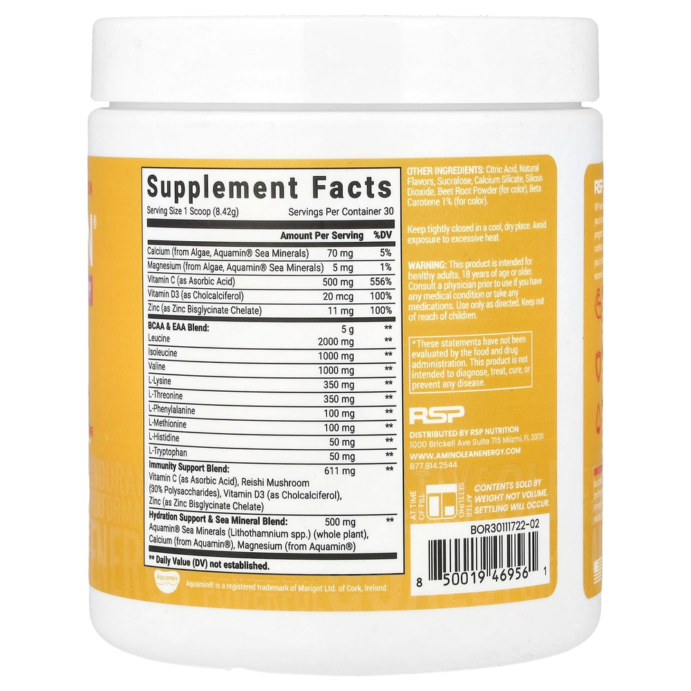 RSP Nutrition, AminoLean® Recovery, без кофеина, красный апельсин, 253 г (8,91 унции)