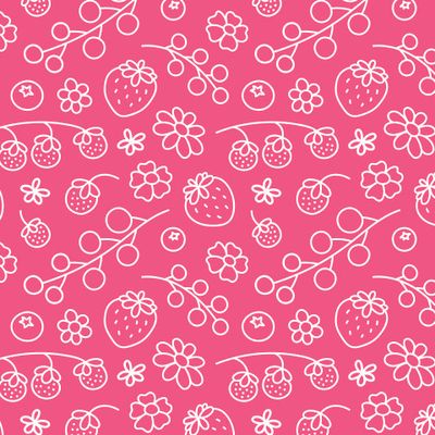 Малиновый летний дудл паттерн