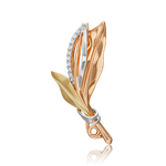Брошь «Листья лавра» из комбинированного золота c фианитами Артикул: 04-0248-00-401-1140-03