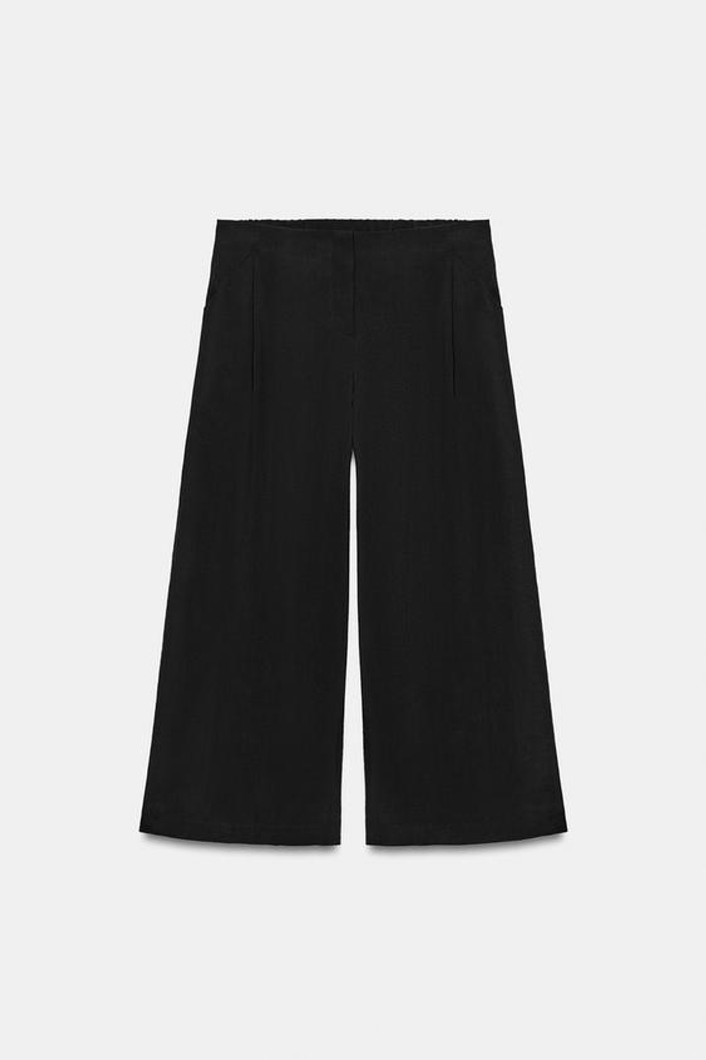 ZARA БРЮКИ-КЮЛОТЫ С ЗАЩИПАМИ, ЧЕРНЫЙ