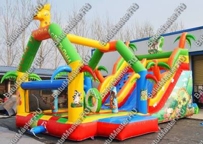 Коммерческий надувной батут "В гостях у жирафа", 9x4x5 м