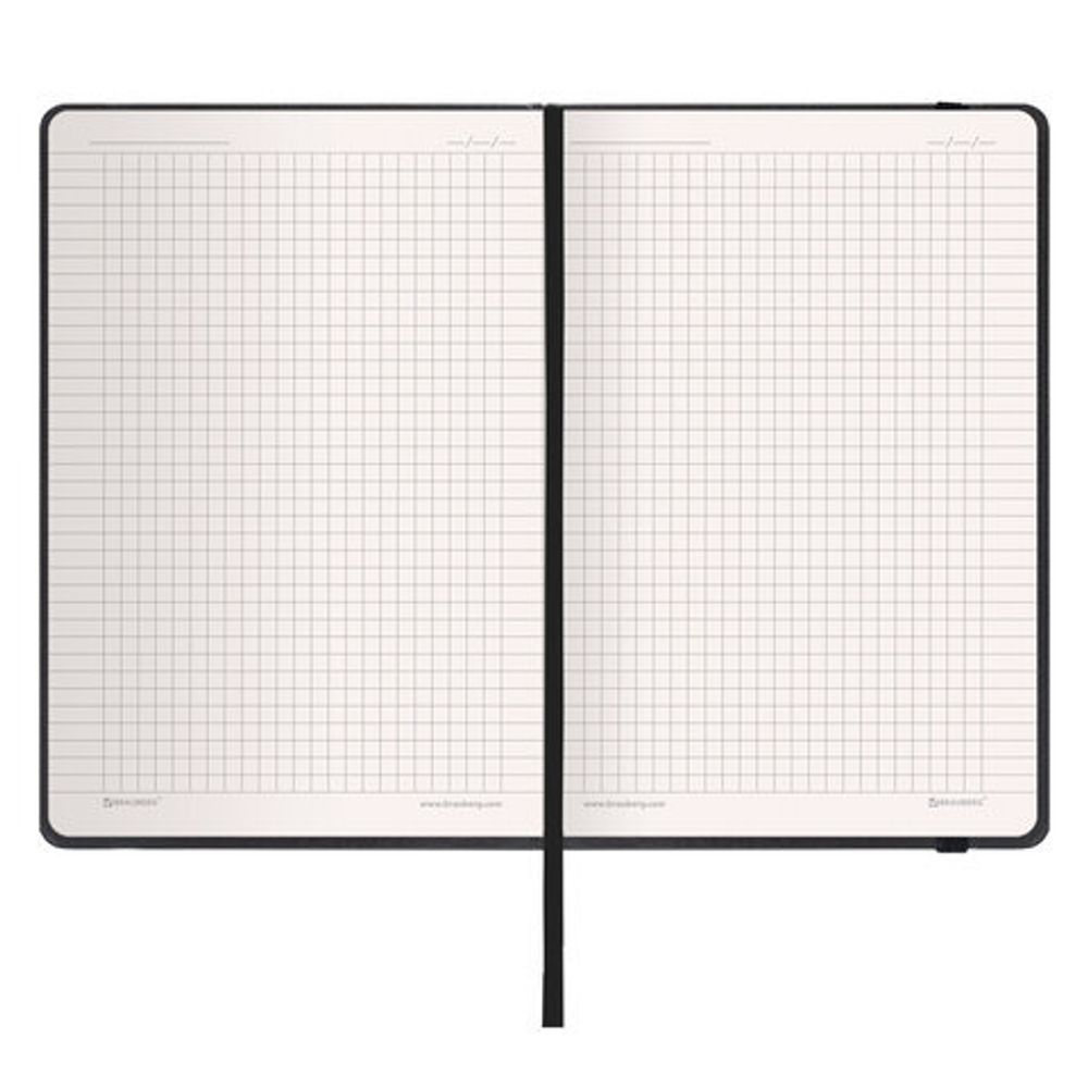 Блокнот в клетку с резинкой А5 (148x218 мм), 80 л., балакрон черный BRAUBERG "Metropolis", 111585