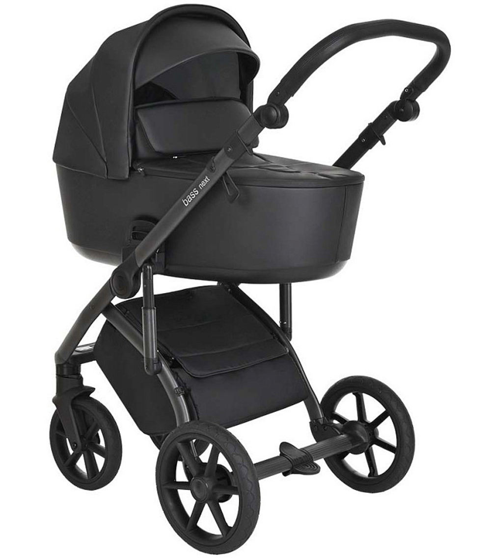 Детская коляска Roan Bass Next Кожа 2 в 1 RN088/1 Black/Black