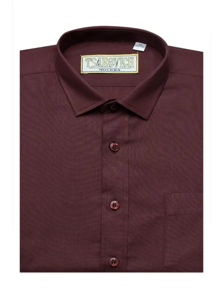 Темно-бордовая сорочка TSAREVICH с длинным рукавом