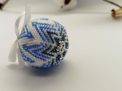 Елочная Игрушка, Шарики на Елку из Бисера, Ручная работа, Зимняя вьюга