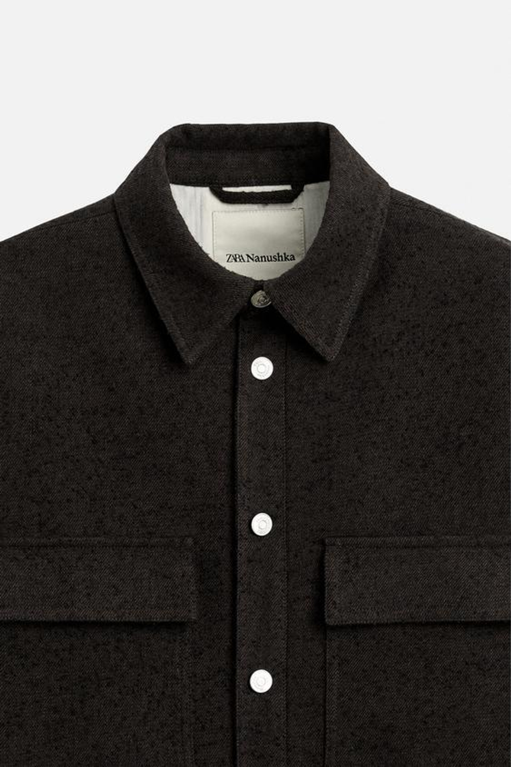 ZARA X NANUSHKA ТОНКАЯ КУРТКА С КАРМАНАМИ, ТЕМНО-КОРИЧНЕВЫЙ