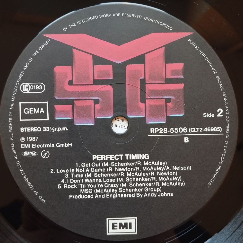 Винтажная виниловая пластинка LP McAuley Schenker Group Perfect Timing (Japan 1987) (Obi)
