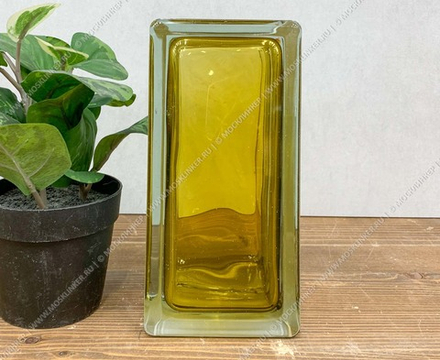 Стеклоблок Vitrablok Половинка Бронзовый Волна 19x9x8 - окрашенный внутри