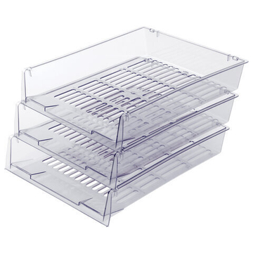 Лотки горизонтальные для бумаг, КОМПЛЕКТ 3 шт., 340×270×70 мм, прозрачный, BRAUBERG «Office».