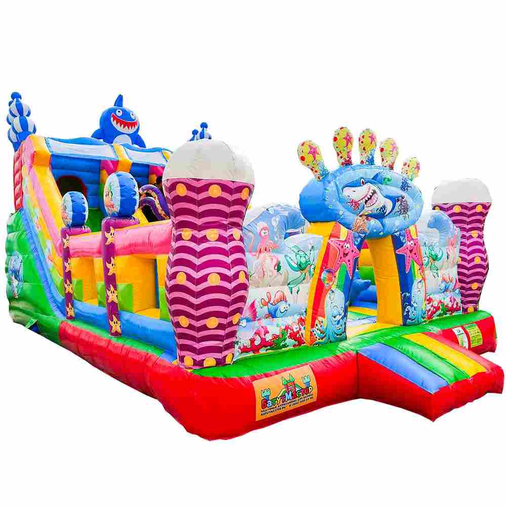 Коммерческий надувной батут с горкой «В гостях у моря 2» 9*5*5 м