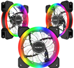 Комплект из 3 вентиляторов Alseye CRLS-300DS, 120мм, 700-1500rpm, 5-pin, белый-черный/ARGB, 62CFM, 30дБ, контроллер, пульт ДУ, антивибропрокладки, 2 ленты (AS.11.0014)