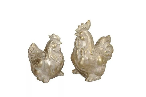 Декор "Золотой Петух/Курица" в ассортименте 19x11x19см / 12x10x15см Терракота