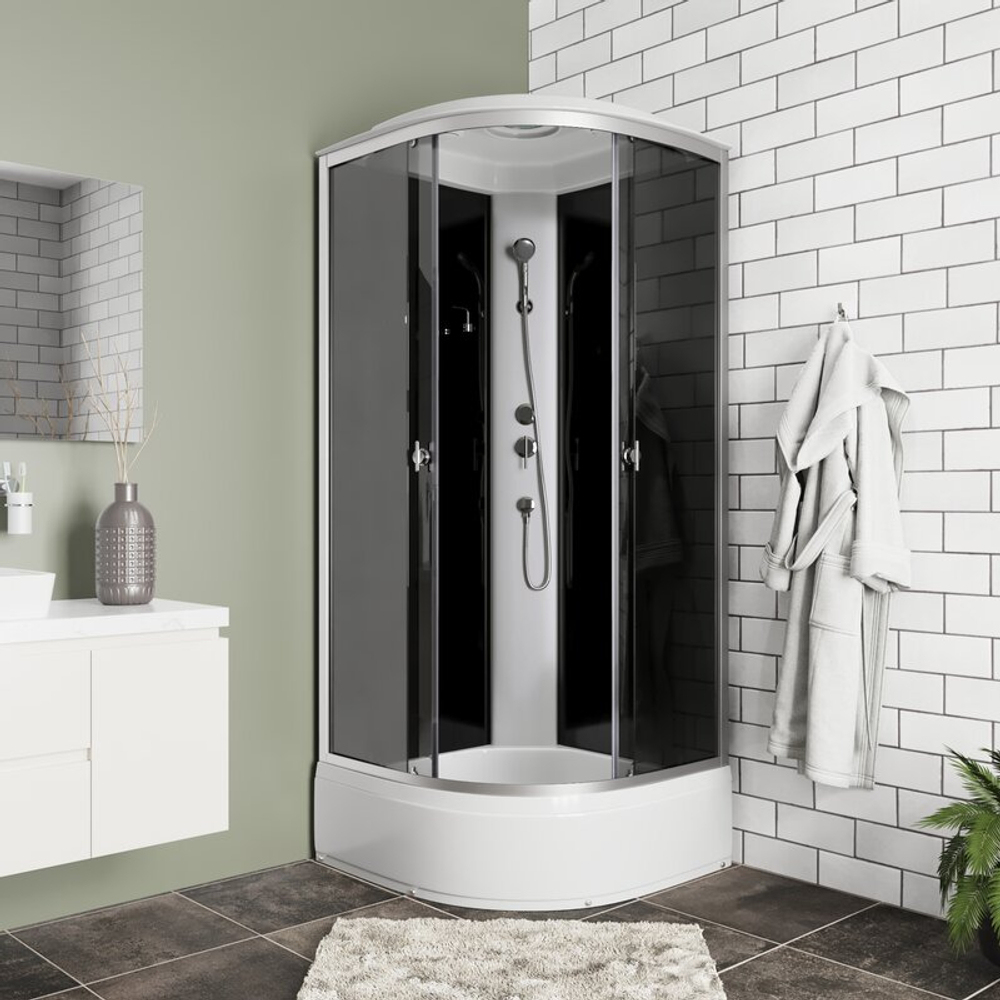 Душевая кабина Niagara Eco E80/26/TN (80х80х215) средний поддон(26см),стекло тонированное,4 места