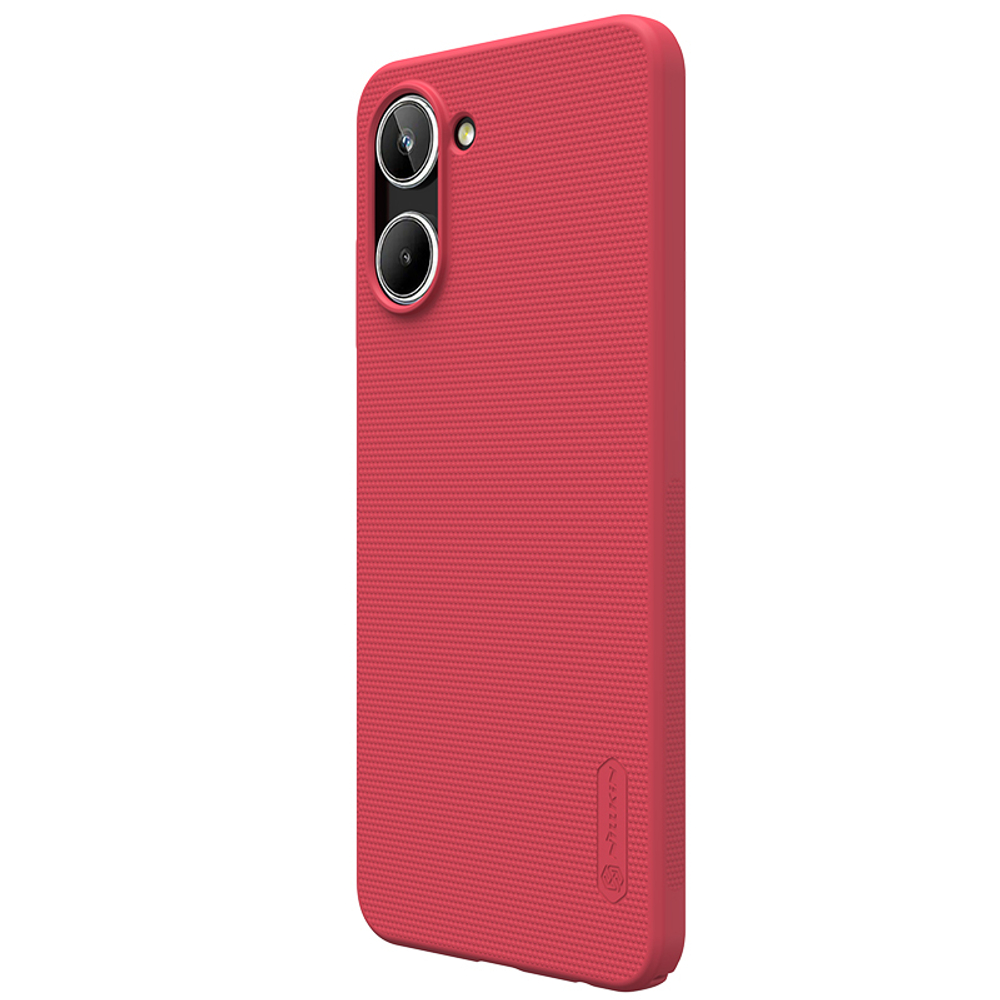 Тонкий чехол красный цвета от Nillkin для смартфона Realme 10 4G, серия Super Frosted Shield
