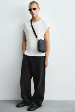 ZARA ВЕРТИКАЛЬНАЯ СУМКА С ТЕКСТУРОЙ, ЧЕРНЫЙ